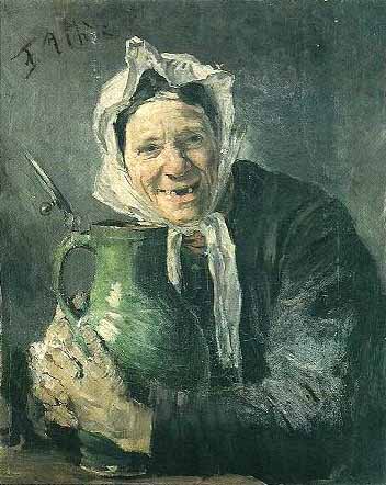 Old woman with a pitcher